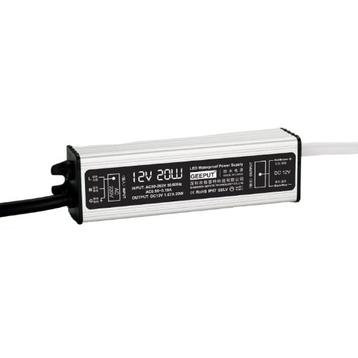 GEEPUT 220V to 12V LED Power Supply Transformer - 1.67A 20W - 1