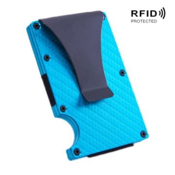 Picture of Carbon Fiber Wallet Metal RFID Bank Card Holder (Blue)