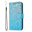 Picture of For Samsung Galaxy A5 (2017) Skin Feel Embossed Sunflower Horizontal Flip Leather Case with Holder & Card Slots & Wallet & Lanyard (Blue)