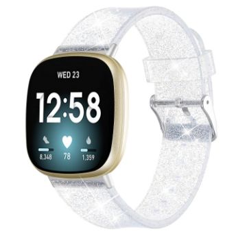Picture of For Fitbit Versa 3 Glitter Powder Silicone Watch Band (White)
