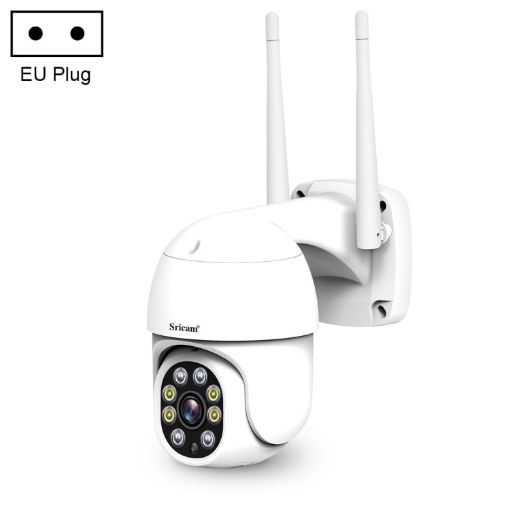 Picture of Sricam SP028 1080P HD Outdoor PTZ Camera, Support Two Way Audio / Motion Detection / Humanoid Detection / Color Night Vision / TF Card, EU Plug