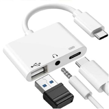 Picture of 3 in 1 USB-C OTG Adapter with 3.5mm Headphone Jack, Compatible for iPad Pro and Type-C Jack Phone