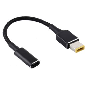 Picture of PD 100W 18.5-20V Square Plug to USB-C / Type-C Adapter Nylon Braid Cable for Lenovo