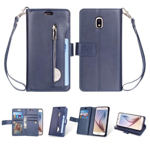 Samsung Galaxy J3/J7 Zipper Leather Case with Holder & Wallet - 1