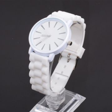 Picture of Simple Style Round Dial Jelly Silicone Strap Quartz Watch (White)