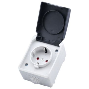Picture of Outdoor IP44 Waterproof Power Socket with Cover, EU Plug