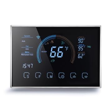 Picture of BHP-8000-WIFI-B 3H2C Smart Home Heat Pump Round Room Mirror Housing Thermostat with Adapter Plate & WiFi, AC 24V (Black)