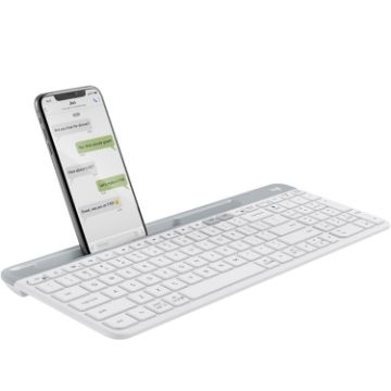 Picture of Logitech K580 Dual Modes Thin and Light Multi-device Wireless Keyboard with Phone Holder (White)