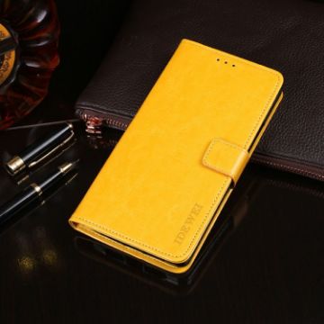 Picture of For OPPO A9 (2020) idewei Crazy Horse Texture Horizontal Flip Leather Case with Holder & Card Slots & Wallet (Yellow)