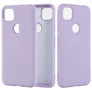 Picture of For Google Pixel 4a Pure Color Liquid Silicone Shockproof Full Coverage Case (Purple)