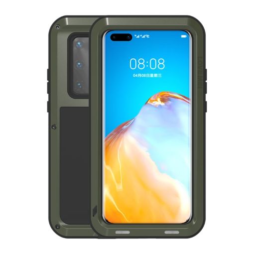 Picture of For Huawei P40 Pro LOVE MEI Metal Shockproof Waterproof Dustproof Protective Case (Army Green)
