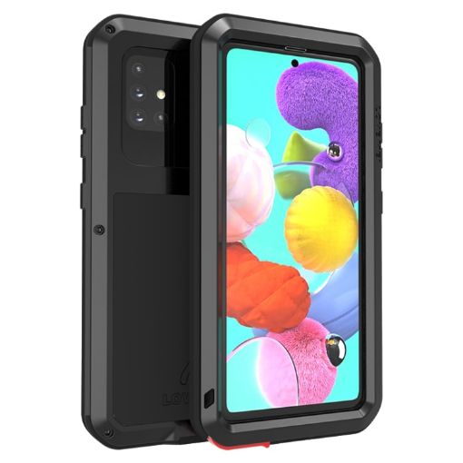 LOVE MEI Metal Shockproof Waterproof Case for Galaxy A51 - Black - 1