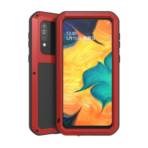 LOVE MEI Metal Shockproof Waterproof Case for Galaxy A40s - Red - 1