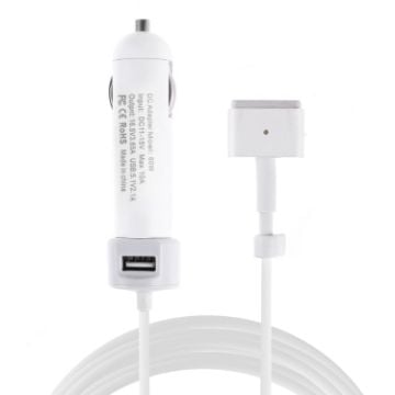 Picture of 60W 5.1V 2.1A USB Interface Car Charger with 16.5V 3.65A T MagSafe 2 Interface Data Cable (White)