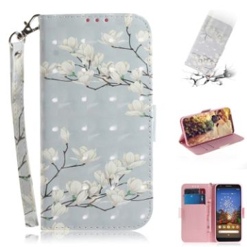 Picture of 3D Painting Mognolia Pattern Coloured Drawing Horizontal Flip Leather Case for Google Pixel 3a, with Holder & Card Slots & Wallet