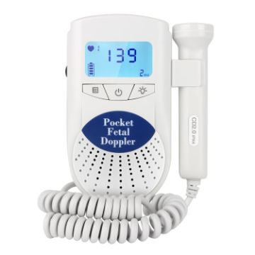 Picture of FD-100 Digital Fetal Doppler Ultrasound Sound Baby Heartbeat Detector Monitor LED Digital Prenatal Pocket Fetal Doppler Stethoscope (Blue)