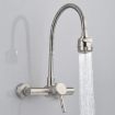 Picture of Stainless Steel Material Wall Mounted Kitchen Sink Mixer Faucet Free Rotation Hose Water Tap