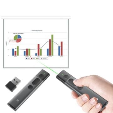 Picture of Doosl DSIT032 2.4GHz Wireless Presenter PowerPoint Clicker Representation Remote Control Green Laser Pointer, Control Distance: 100m