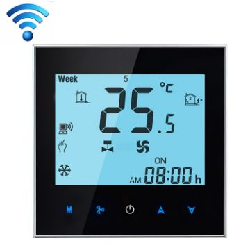 Picture of LCD Display Air Conditioning 4-Pipe Programmable Room Thermostat for Fan Coil Unit, Supports Wifi (Black)