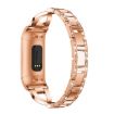 Rose Gold X-Shaped Diamond Metal Watch Band for Fitbit Charge 3 - 4