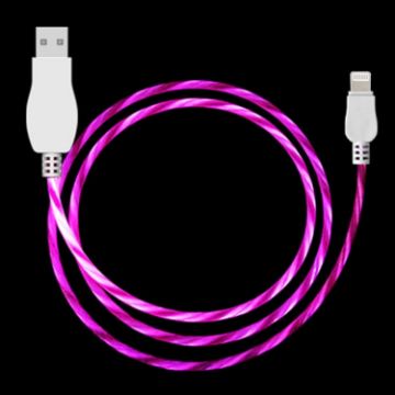 Picture of LED Flowing Light 1m USB to 8 Pin Data Sync Charge Cable for iPhone, iPad (Magenta)