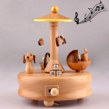 Picture of Baby Bed Shape Home Decor Originality Wooden Musical Boxes
