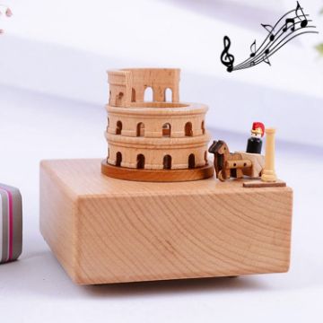 Picture of Colosseum Shape Home Decor Originality Wooden Musical Boxes