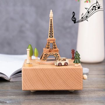 Picture of Eiffel Tower Shape Home Decor Originality Wooden Musical Boxes