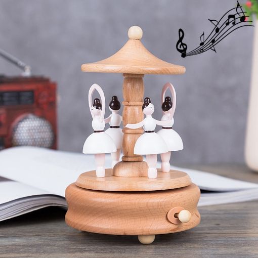 Picture of Dance Angel Shape Home Decor Originality Wooden Musical Boxes