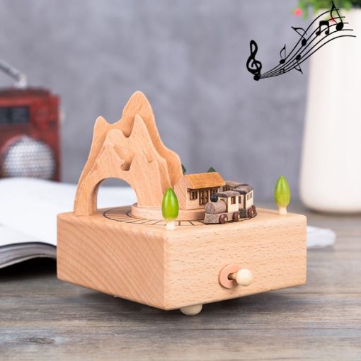 Picture of Train Shape Home Decor Originality Wooden Musical Boxes