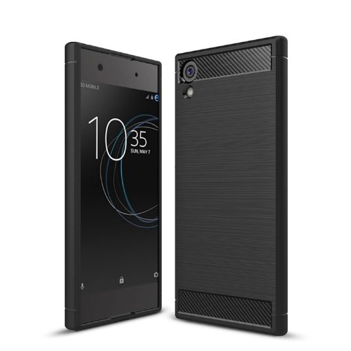 Picture of For Sony Xperia XA1 Ultra Brushed Texture Carbon Fiber Shockproof TPU Rugged Armor Protective Case (Black)