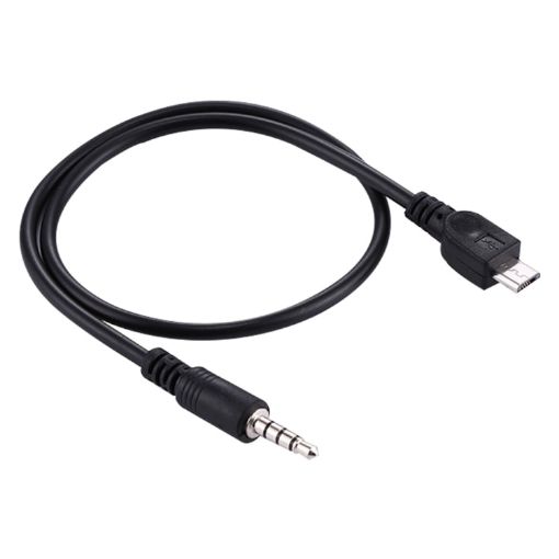 3.5mm Male to Micro USB Male Audio AUX Cable, 40cm Black - 1