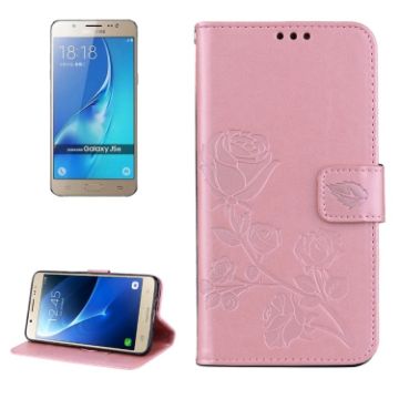 Picture of For Galaxy J5 (2016) / J510 Roses Pressed Flowers Pattern Flip Leather Case with Holder & Card Slots & Wallet (Rose Gold)