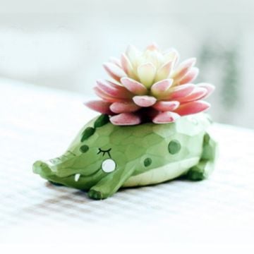 Picture of Lovely Home Garden Office Resin Cartoon Animal Crocodile Shaped Plant Flower Pot Decoration Animal Flower Pots Planter