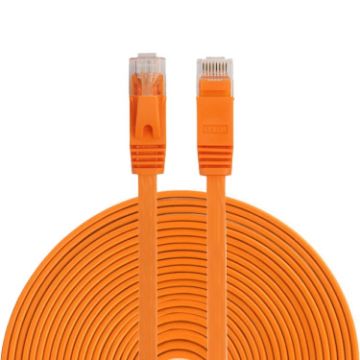Picture of 15m CAT6 Ultra-thin Flat Ethernet Network LAN Cable, Patch Lead RJ45 (Orange)