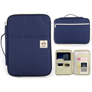 Picture of Office Supplies Multi-purpose Zipper Document Folder A4 Storage Bag (Navy Blue)