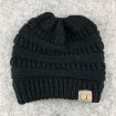 Picture of CC Letter Ponytail Cap Knitting Hat for Ladies (Black)