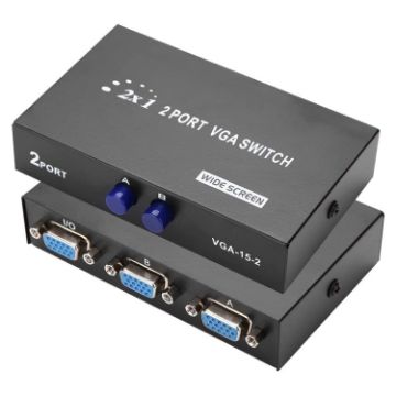 Picture of 2 Port VGA Switch Box, 2 In 1 Out For LCD PC TV Monitor - HD15 (FJ-15-2C) (Black)