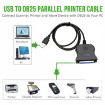 Picture of USB 2.0 to DB25 25 Pin Female Port Print Converter Cable (Black)