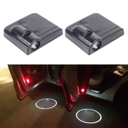 Picture of 2 PCS LED Ghost Shadow Light, Car Door LED Laser Welcome Decorative Light, Display Logo for Peugeot Car Brand (Black)