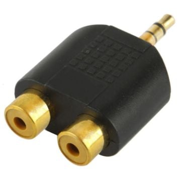 Picture of RCA Female to 3.5mm Male Jack Audio Y Adapter (Black)