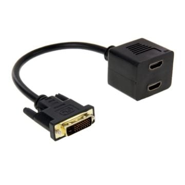 Picture of 29.5cm DVI 24+1 Pin Male to 2 x HDMI Female Splitter Cable (Black)