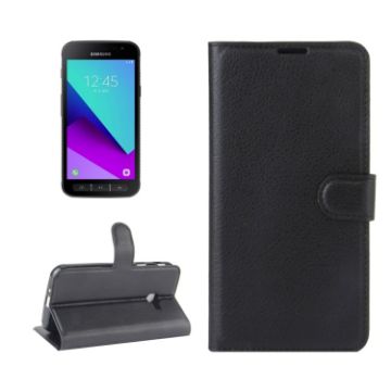 Picture of For Galaxy Xcover 4 / G390F Litchi Texture Horizontal Flip Leather Case with Card Slots & Wallet & Holder (Black)