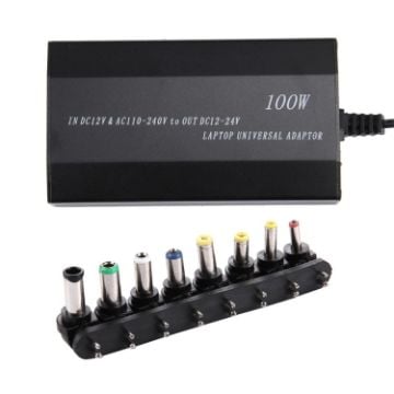 Picture of 100W Universal Laptop Charger with Car Charger & AC Power Adapter & 8 Adapters & USB Port for Samsung, Sony, Asus, Acer, IBM, HP, DELL