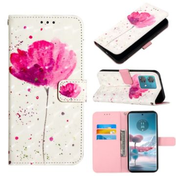 Motorola Edge 40 Neo 3D Painting Leather Phone Case (Flower) - 1