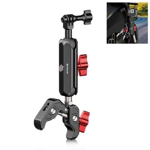 PULUZ Motorcycle Handlebar Crab Clamp CNC Metal Magic Arm Rod Mount - 1