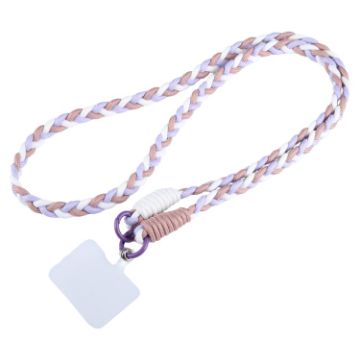 Universal Phone Three Strand Long Lanyard White Brown Purple - 1