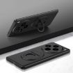 Black Shockproof Phone Case for vivo X100 with Hidden Fold Holder - 1