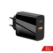65W USB-C/Type-C+USB Dual Port GaN Charger EU Plug Black - 1