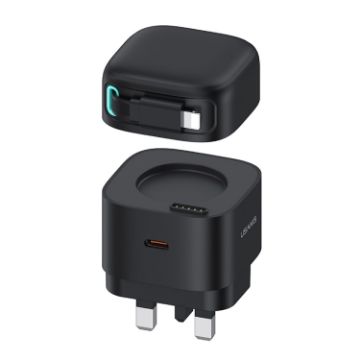 USAMS PD35W Dual Port GaN Fast Charger, UK Plug - Black - 1
